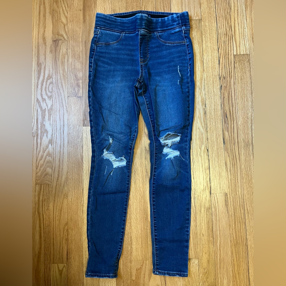 Old Navy Dark Blue Distressed Rockstar Jeggings